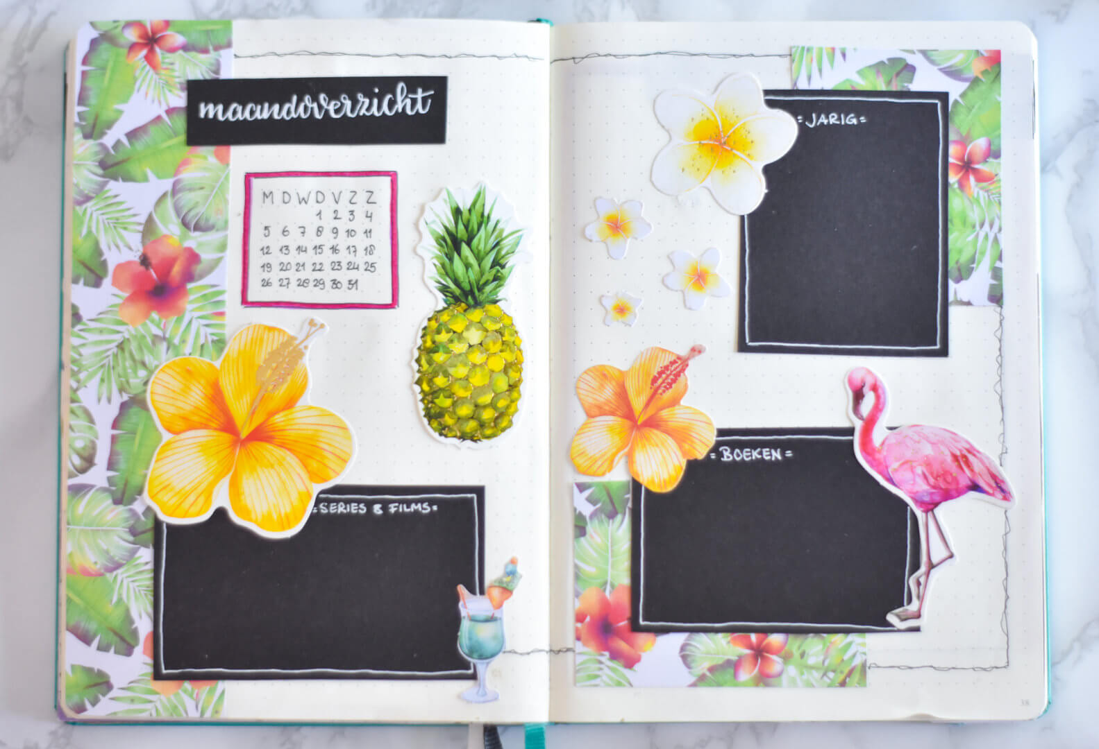bullet journal in augustus maandoverzicht