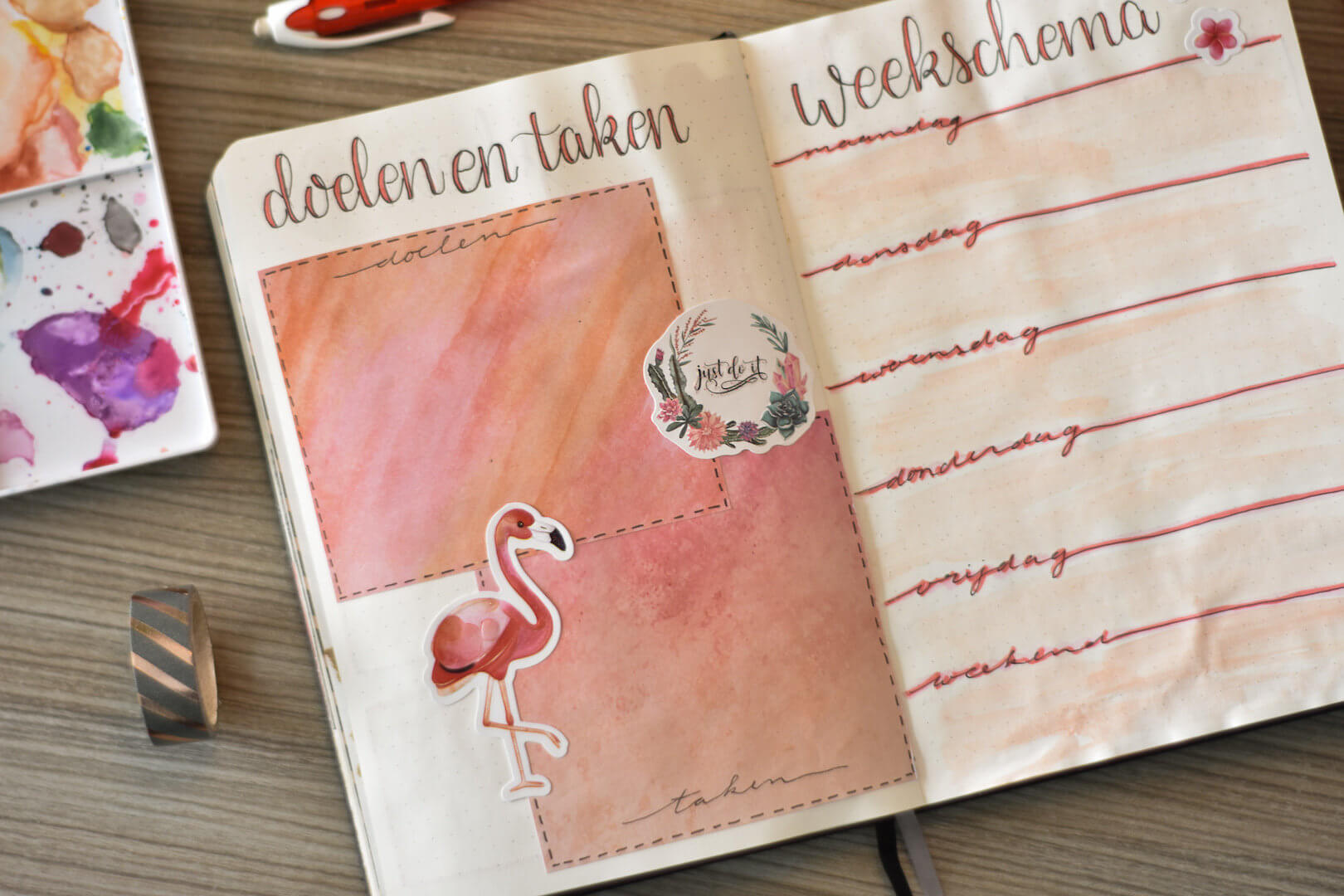 bullet journal in februari weekschema
